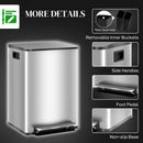 HOMCOM Double Kitchen Bin, Pedal Bin with Soft-Close Lid, Silver Tone