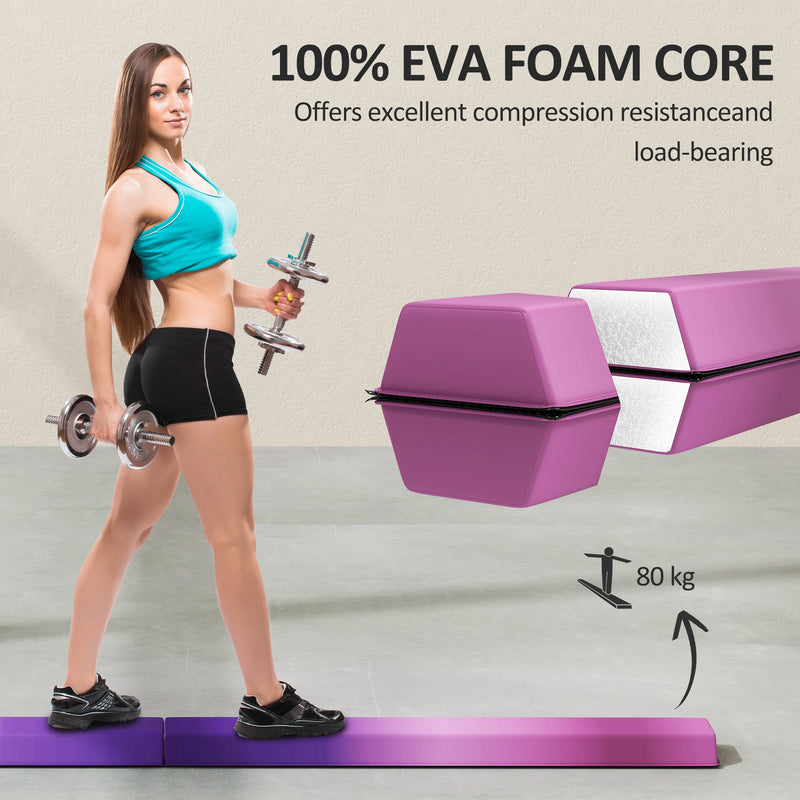 SPORTNOW 7.7ft Folding Gymnastics Balance Beam with Anti-Slip Base, Purple