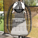 Outsunny Rattan Hanging Egg Chair w/ Stand, Cushion, Headrest