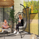 Outsunny Rattan Hanging Egg Chair w/ Stand, Cushion, Headrest