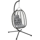 Outsunny Rattan Hanging Egg Chair w/ Stand, Cushion, Headrest