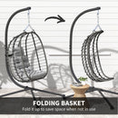 Outsunny Rattan Hanging Egg Chair w/ Stand, Cushion, Headrest