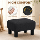 HOMCOM Chic Linen Fabric Foot Stool Ottoman Cube with Legs, Black