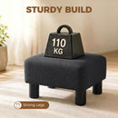 HOMCOM Chic Linen Fabric Foot Stool Ottoman Cube with Legs, Black