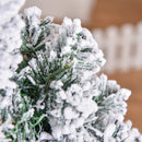 HOMCOM 4FT Prelit Artificial Snow Flocked Christmas Tree with Warm White LED Light- Green White