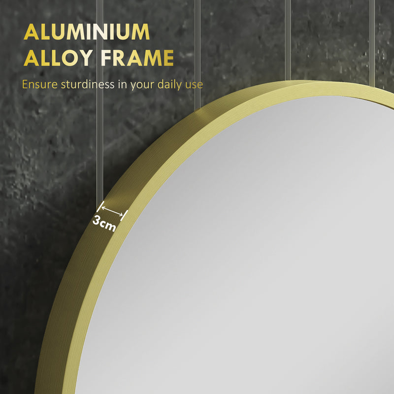 HOMCOM Round Bathroom Mirror, Modern Wall Mirror Aluminium Frame, 60 x 60cm