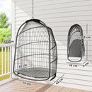 Outsunny Rattan Egg Chair with Installation Kit, Indoor Outdoor Swing Chair