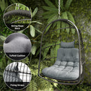 Outsunny Rattan Egg Chair with Installation Kit, Indoor Outdoor Swing Chair