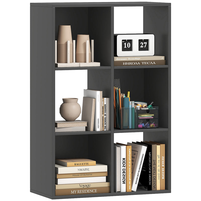 HOMCOM 6-Cube Bookshelf, Display Shelving Unit for Home Office