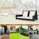 2-Seat Patio Rattan Porch Swing with Two Solid Steel Chains