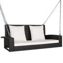 2-Seat Patio Rattan Porch Swing with Two Solid Steel Chains