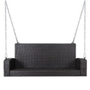 2-Seat Patio Rattan Porch Swing with Two Solid Steel Chains