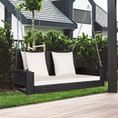 2-Seat Patio Rattan Porch Swing with Two Solid Steel Chains