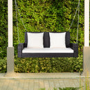 2-Seat Patio Rattan Porch Swing with Two Solid Steel Chains