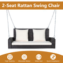 2-Seat Patio Rattan Porch Swing with Two Solid Steel Chains