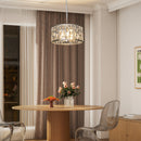 HOMCOM Flush Mount Ceiling Light, 3-Light Crystal Chandelier For Living Room