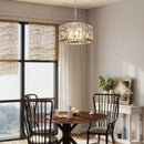 HOMCOM Flush Mount Ceiling Light, 3-Light Crystal Chandelier For Living Room