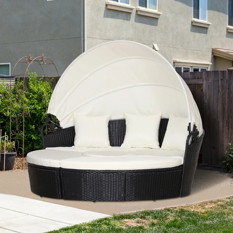 Outsunny Outdoor Daybed with Cushions -  Black