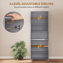 HOMCOM 180cm Tall Kitchen Cupboard, Pantry Storage Cabinet, High Gloss Grey