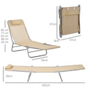 Outsunny 2 Pieces Sun Loungers Foldable Reclining Chair With Headrest Brown