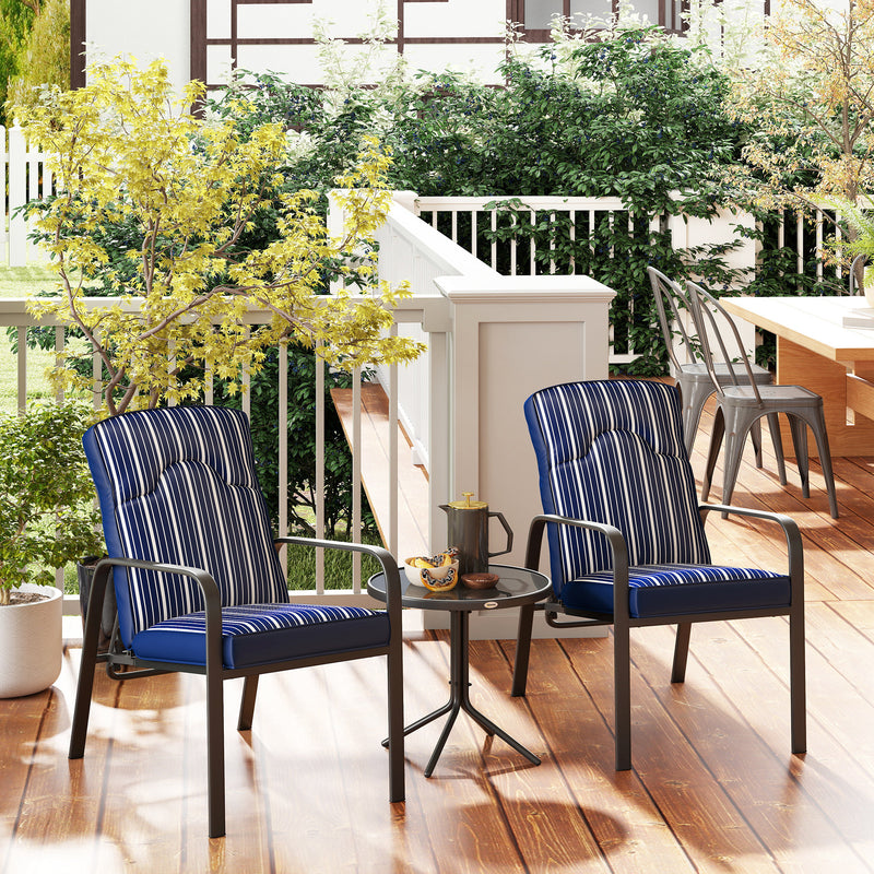 Outsunny 3-Piece Recliner Garden Chairs And Tempered Glass Table Set