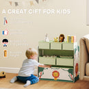 AIYAPLAY 3-Tier Kids Storage Shelf With 6 Removable Fabric Boxes,