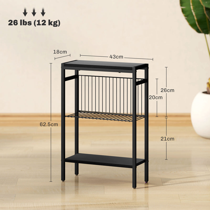 HOMCOM Side Table With Storage, Small Table For Living Room, Bedroom - Grey/Black