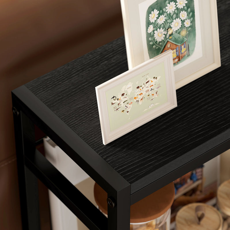 HOMCOM Side Table With Storage, Small Table For Living Room, Bedroom - Grey/Black