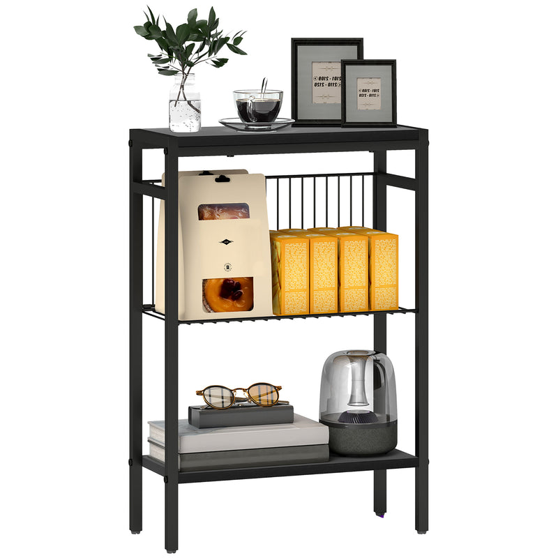 HOMCOM Side Table With Storage, Small Table For Living Room, Bedroom - Grey/Black