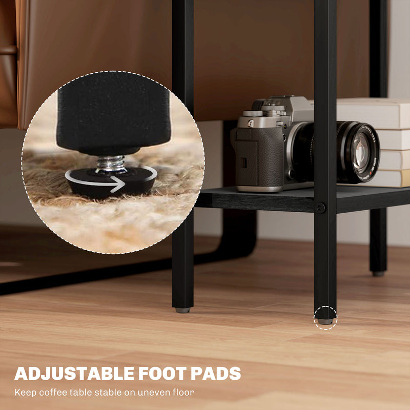 HOMCOM Side Table With Storage, Small Table For Living Room, Bedroom - Grey/Black