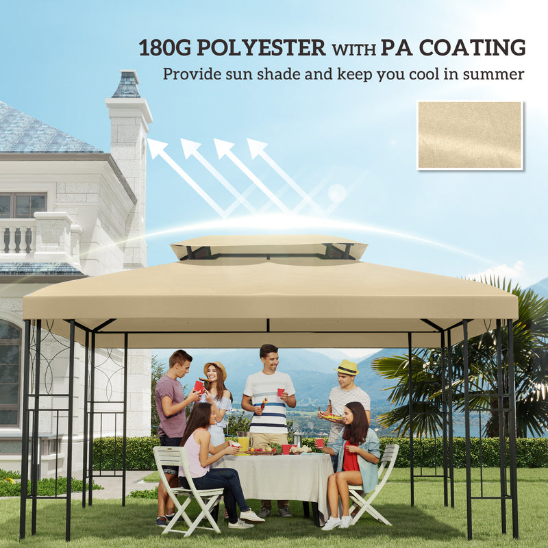 Outsunny 3x4m Gazebo Replacement Roof Canopy 2 Tier Top UV Cover