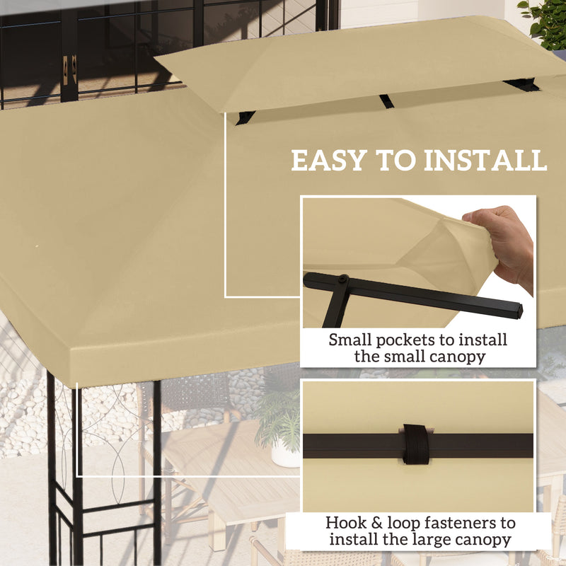 Outsunny 3x4m Gazebo Replacement Roof Canopy 2 Tier Top UV Cover