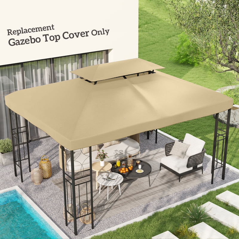 Outsunny 3x4m Gazebo Replacement Roof Canopy 2 Tier Top UV Cover