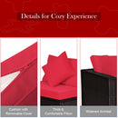 4 Pieces Outdoor Rattan  Conversation Set with Removable Cushions and Pillows-Red