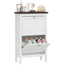 HOMCOM Shoe Cabinet with 2 Flip Drawers, Narrow Shoe Storage Cabinet, White