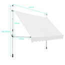 Retractable Telescopic Awning Sun Shade with Manual Crank Handle-Beige