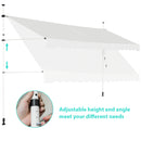 Retractable Telescopic Awning Sun Shade with Manual Crank Handle-Beige