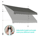 Retractable Telescopic Awning Sun Shade with Manual Crank Handle-Grey