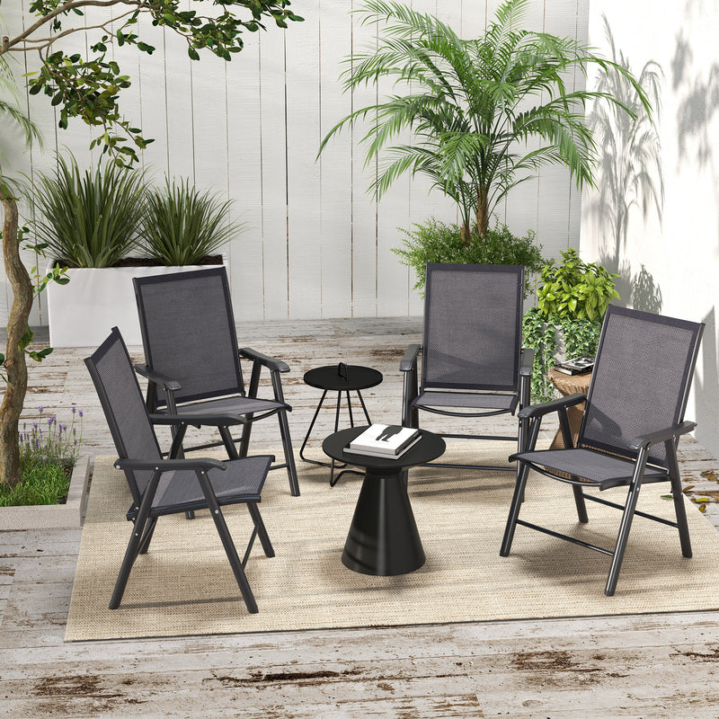 Outsunny 4-PCS Garden Armchairs Outdoor Patio Folding Furniture Light Brown
