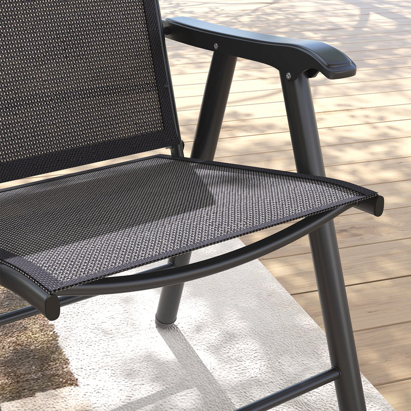 Outsunny 4-PCS Garden Armchairs Outdoor Patio Folding Furniture Light Brown
