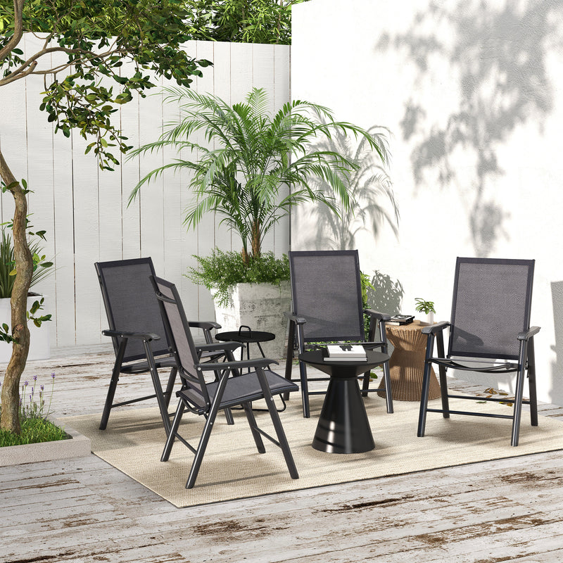 Outsunny 4-PCS Garden Armchairs Outdoor Patio Folding Furniture Light Brown
