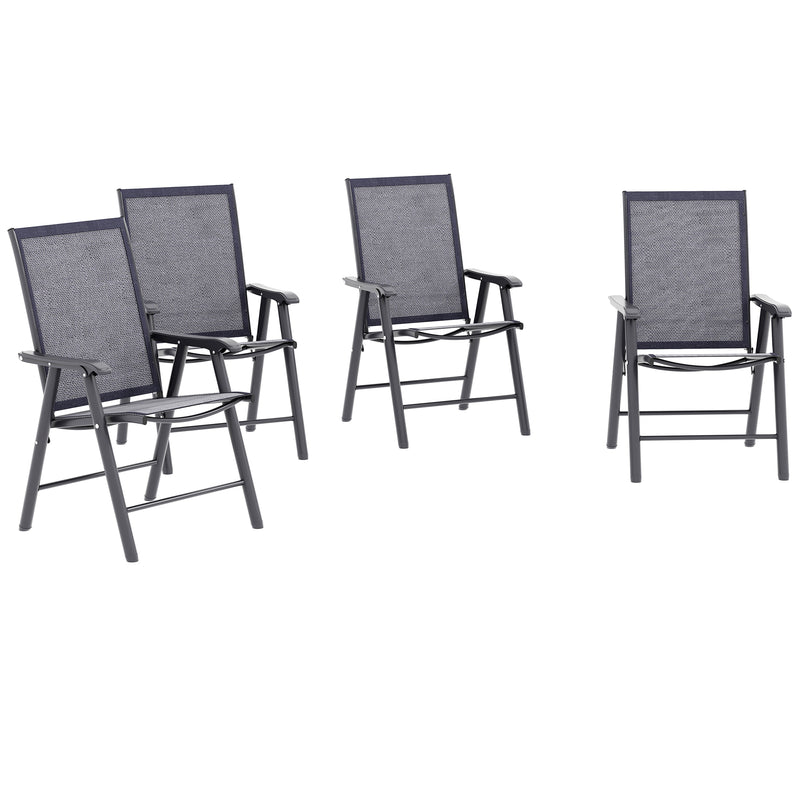 Outsunny 4-PCS Garden Armchairs Outdoor Patio Folding Furniture Light Brown