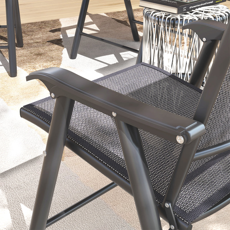 Outsunny 4-PCS Garden Armchairs Outdoor Patio Folding Furniture Light Brown