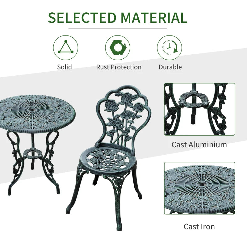 Outsunny Bistro Set Cast Aluminium - Green