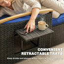 Outsunny Double Garden Rattan Daybed with Storage Ottoman, Brown