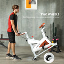 SPORTNOW Quiet Stationary Exercise Bike with Adjustable Seat, White