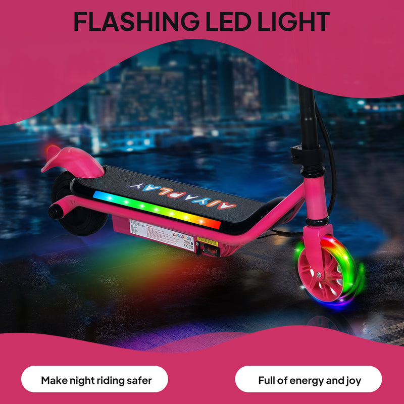 AIYAPLAY Electric Scooter for 6-14 with Dual Brakes & Colourful Light