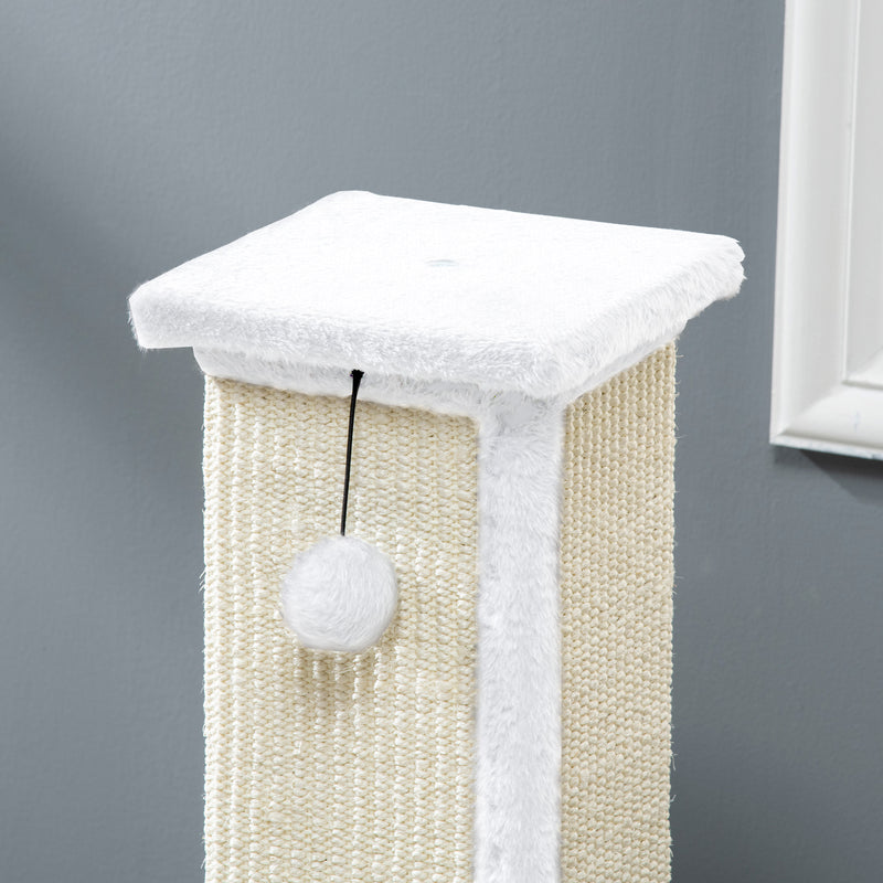 PawHut 81cm Cat Scratching Post w/ Sisal Rope, Hanging Ball Soft Plush