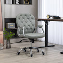 Vinsetto Office Chair PU Diamante Padded Ergonomic 360° Swivel - White/Grey/Pink