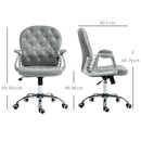Vinsetto Office Chair PU Diamante Padded Ergonomic 360° Swivel - White/Grey/Pink